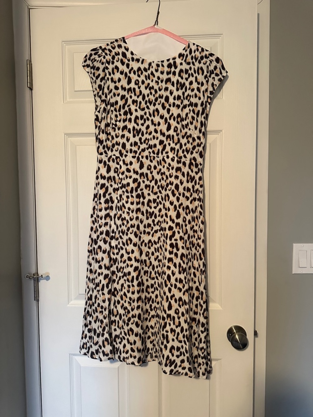 LOFT Leopard Midi Dress in Cream and Black